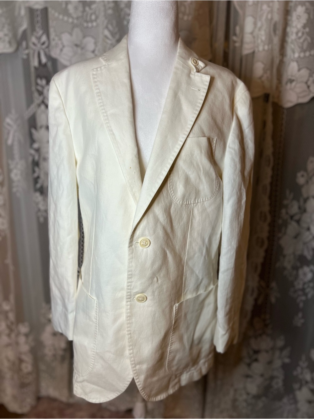Massimo Dutti Made in Portugal Cream Single-Breasted Blazer